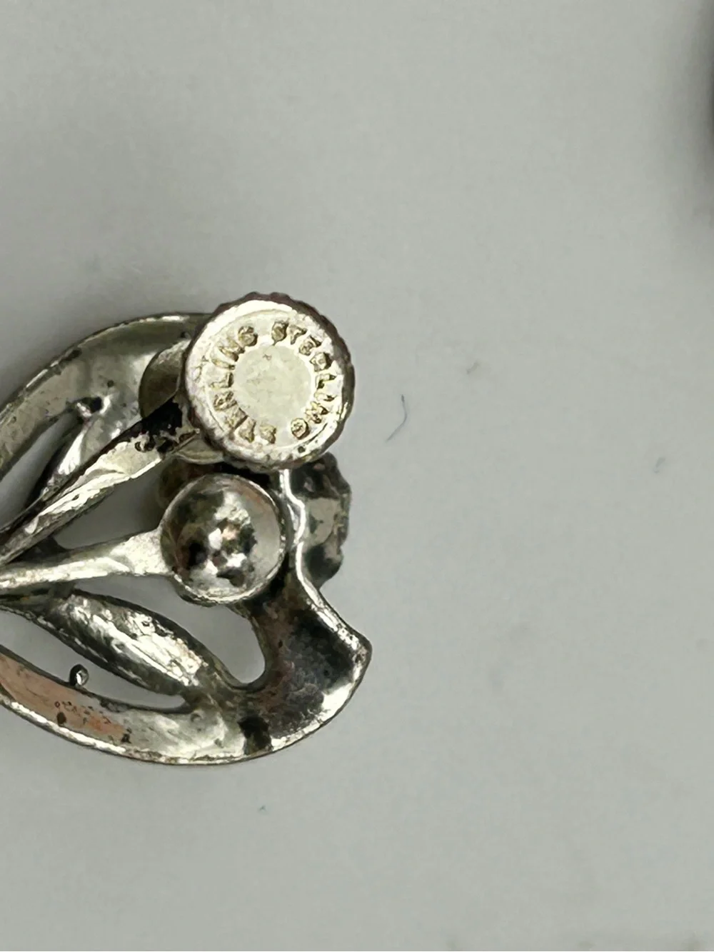 Vintage Sterling Silver Floral Screw Back Earrings
